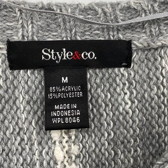 Style & Co. Gray Cream Basic Crew Neck Sweater | Size M - Picture 2 of 5